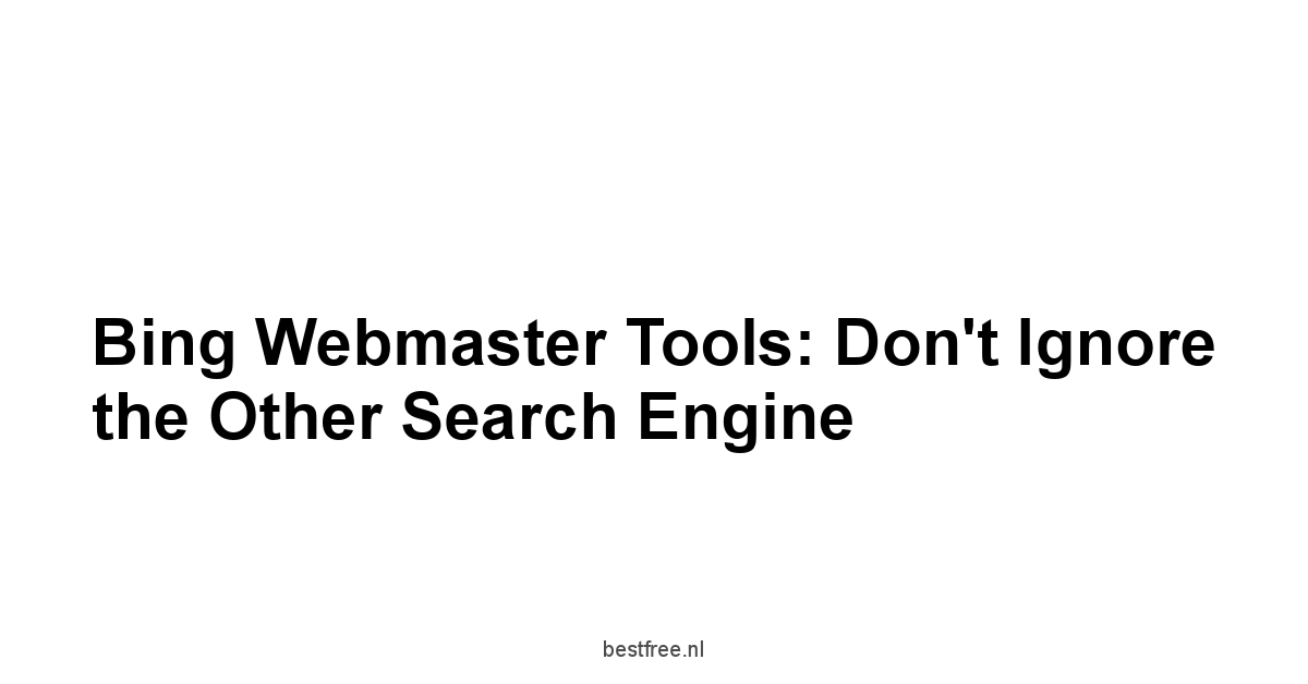 Bing Webmaster Tools: Don't Ignore the Other Search Engine