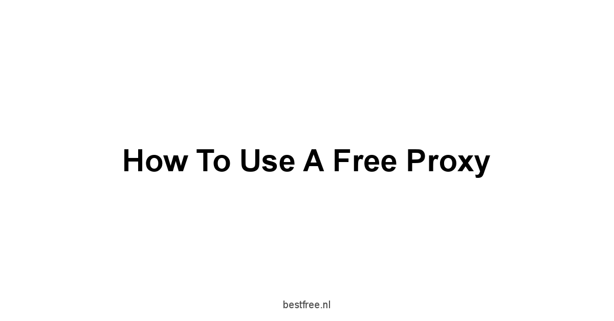 How to Use a Free Proxy