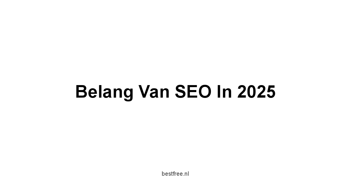 Belang van SEO in 2025