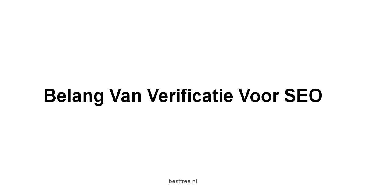 Belang van verificatie voor SEO