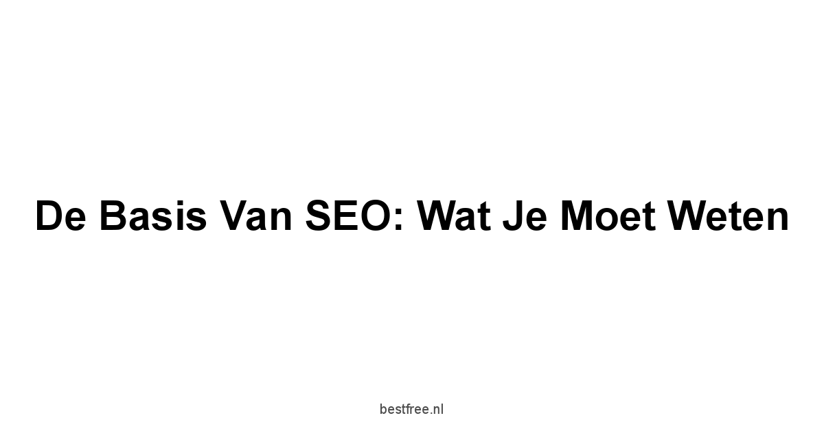 De Basis van SEO: Wat je Moet Weten