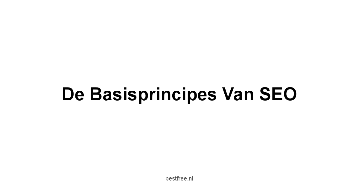 De Basisprincipes van SEO