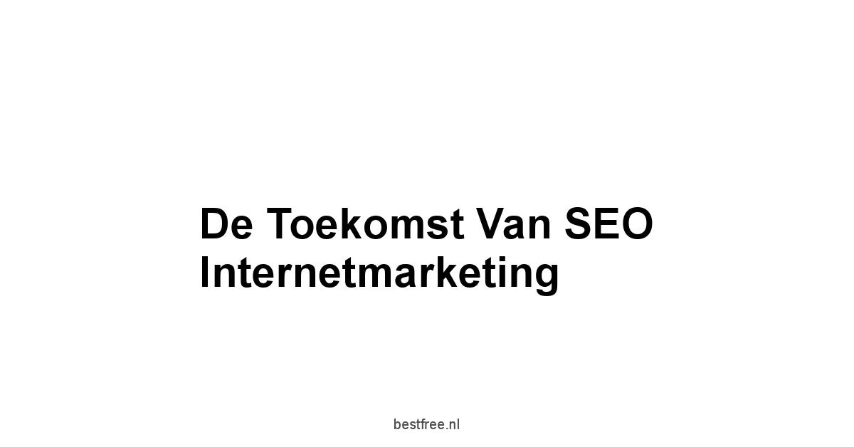 De Toekomst van SEO Internetmarketing