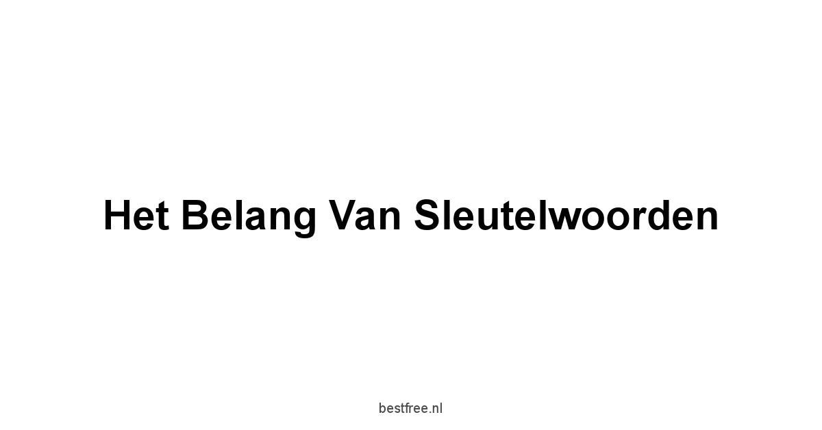 Het Belang van Sleutelwoorden