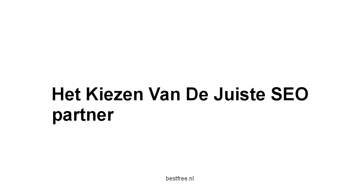 Het kiezen van de juiste SEO partner