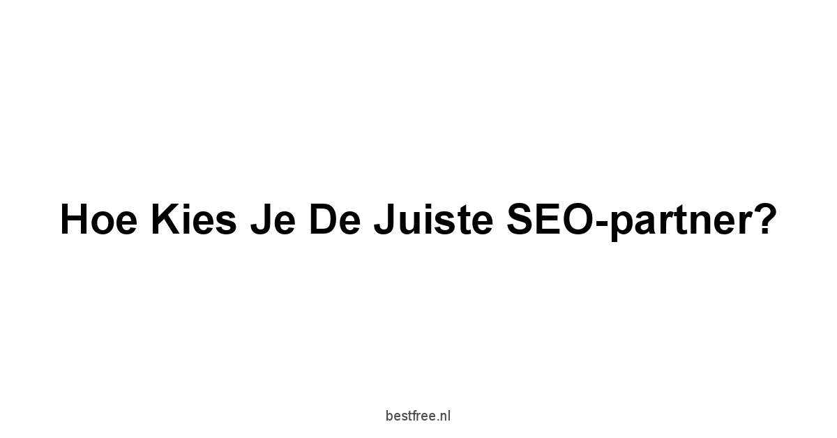Hoe kies je de juiste SEO-partner?