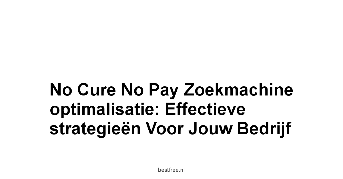 No cure no pay zoekmachine optimalisatie: Effectieve strategieën voor jouw bedrijf 1 by BestFREE.nl