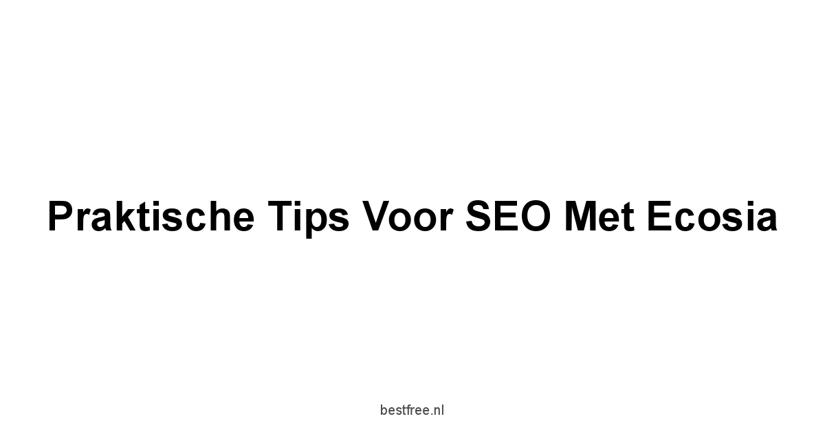 Praktische tips voor SEO met Ecosia