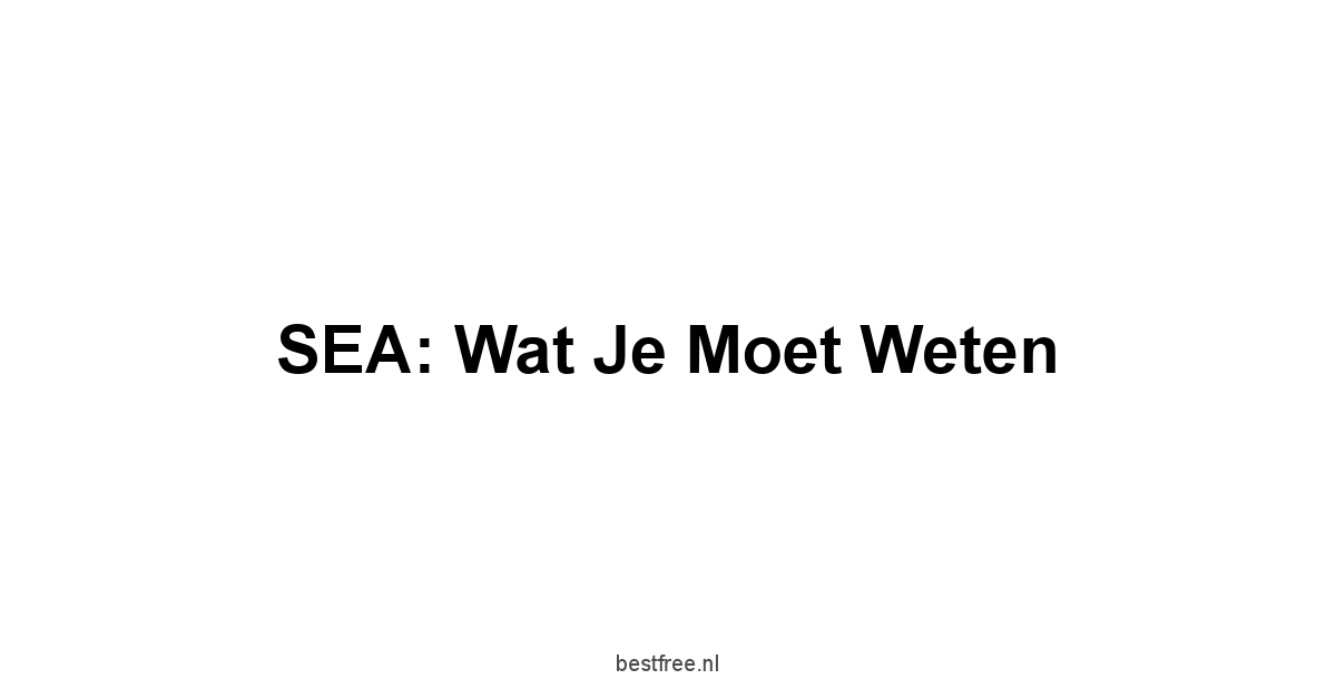 SEA: Wat je moet weten