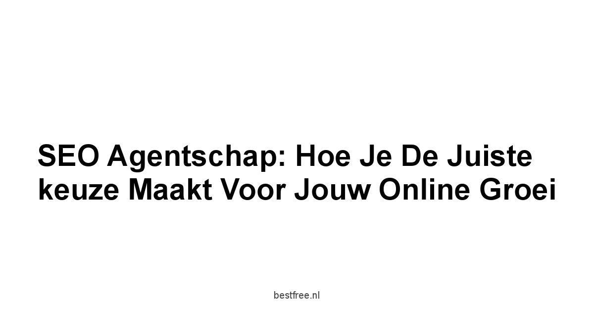 SEO agentschap: Hoe je de juiste keuze maakt voor jouw online groei 1 by BestFREE.nl