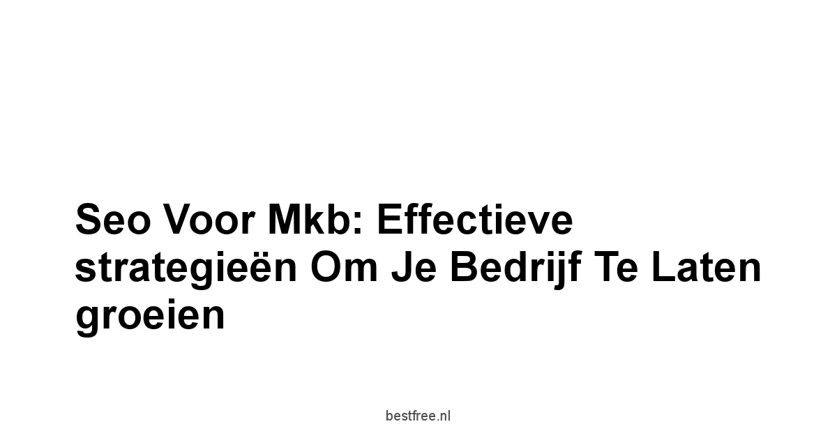 Seo voor mkb: Effectieve strategieën om je bedrijf te laten groeien 1 by BestFREE.nl