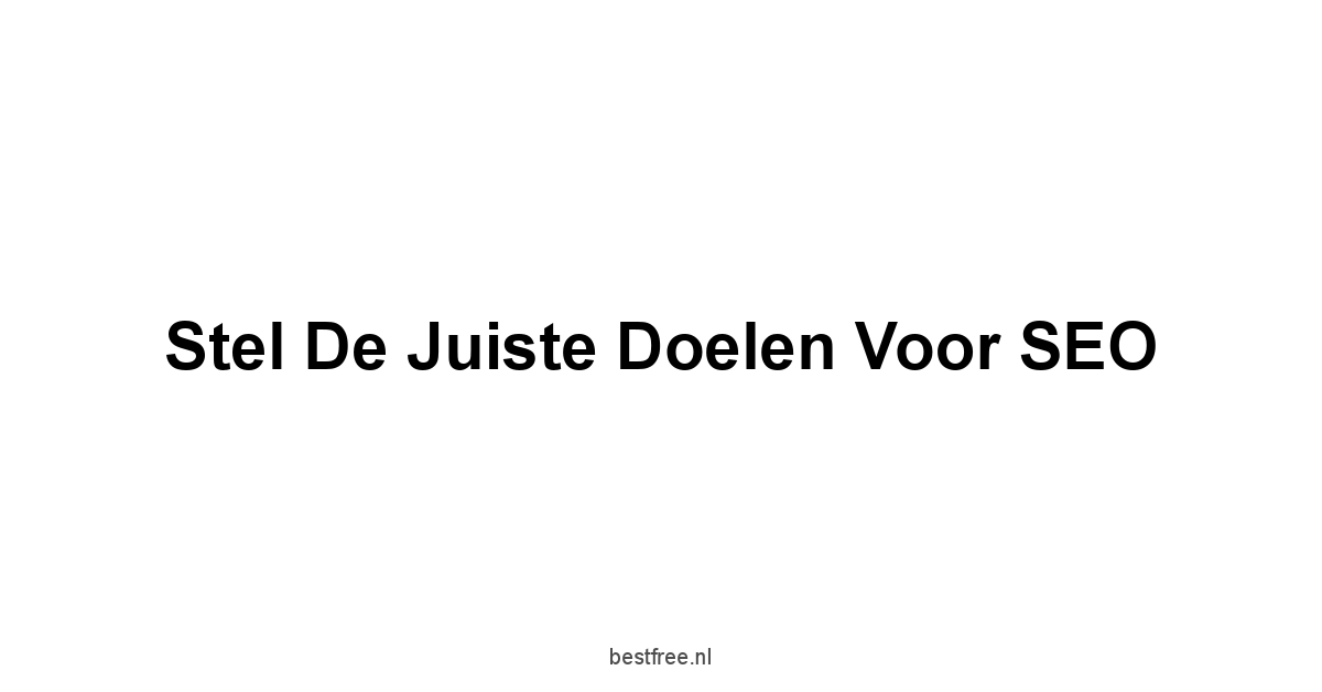 Stel de Juiste Doelen voor SEO