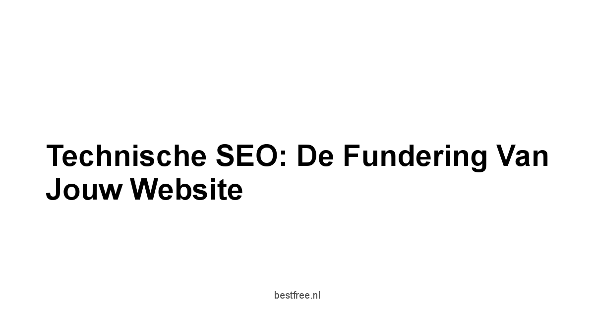 Technische SEO: De Fundering van Jouw Website