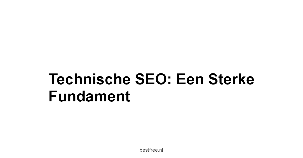 Technische SEO: Een Sterke Fundament