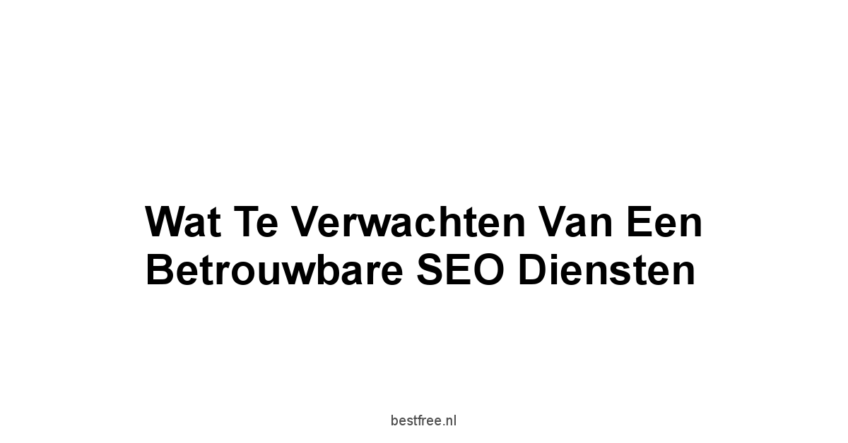 Wat te Verwachten van een Betrouwbare SEO Diensten