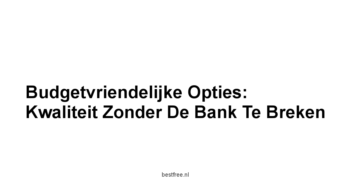 Budgetvriendelijke Opties: Kwaliteit Zonder De Bank Te Breken