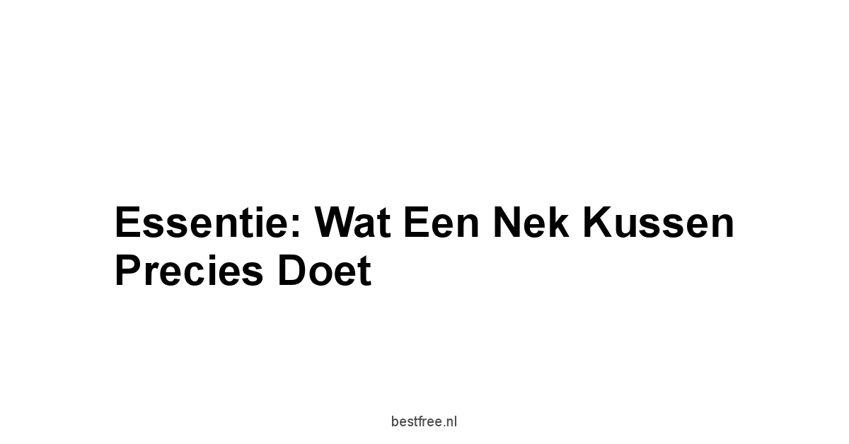 Essentie: Wat een Nek Kussen Precies Doet