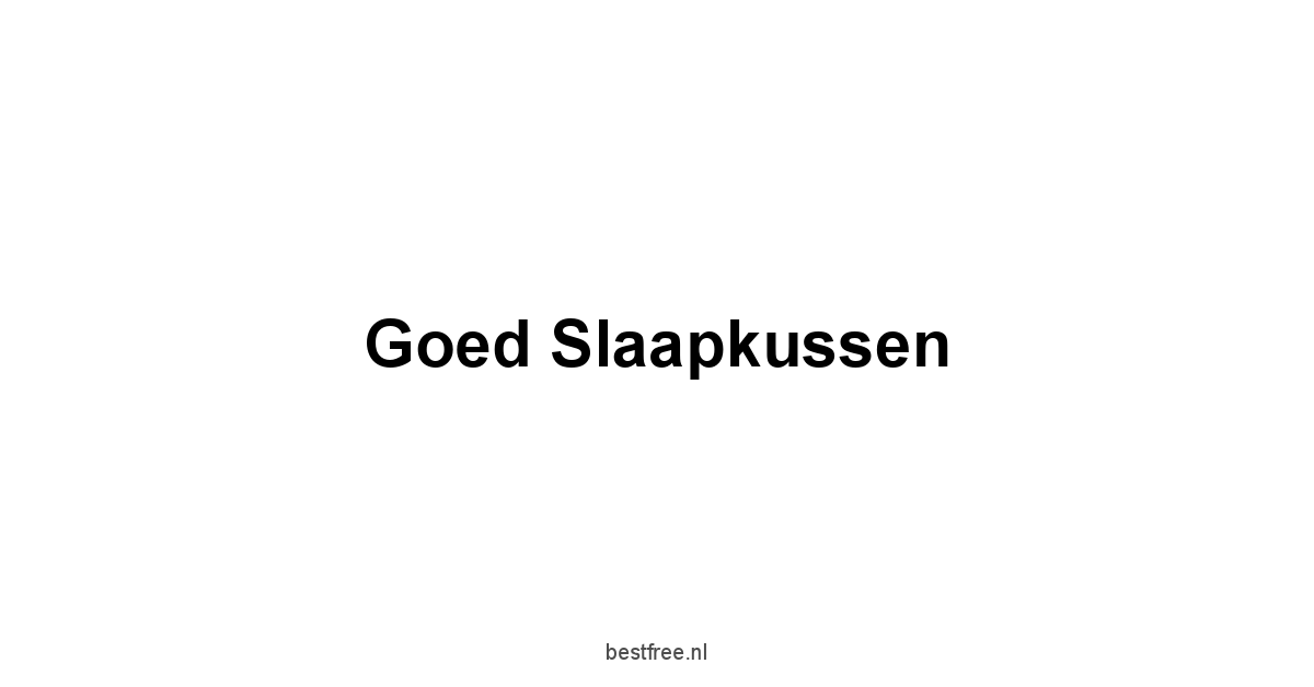 Goed Slaapkussen 1 by BestFREE.nl