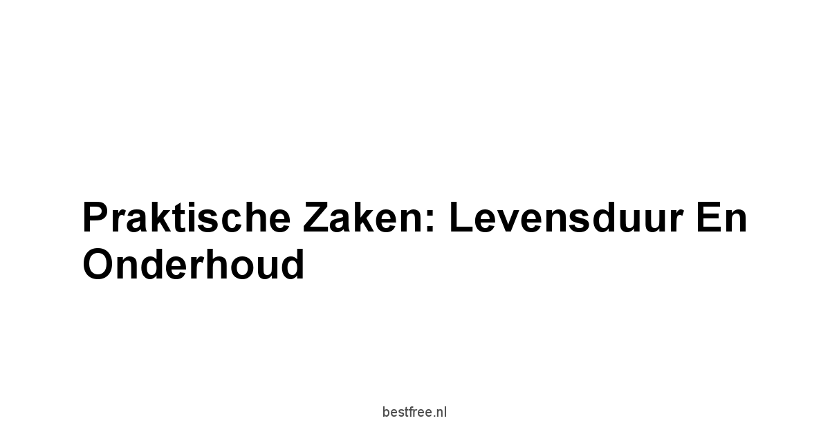Praktische Zaken: Levensduur en Onderhoud