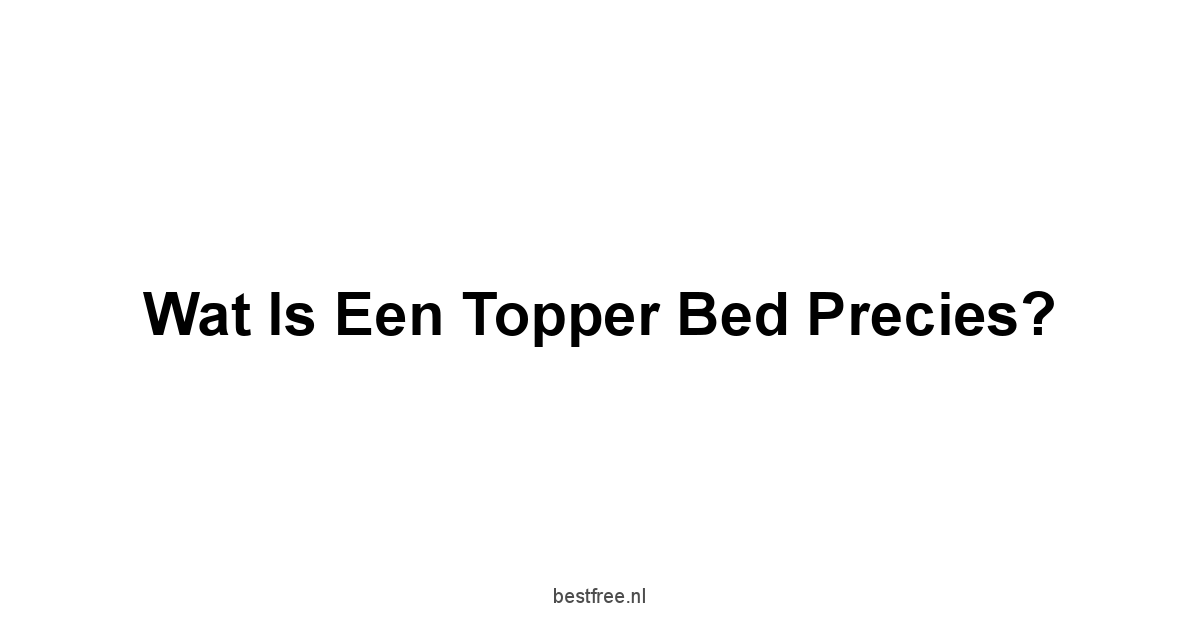 Wat is een Topper Bed Precies?